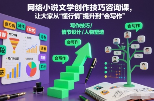网络小说文学创作技巧咨询课，让大家从“懂行情”提升到”会写作”的高度-选优云网创