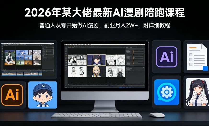 26年某大佬最新Ai漫剧陪跑课程，普通人从零开始做AI漫剧，副业月入2W+-选优云网创