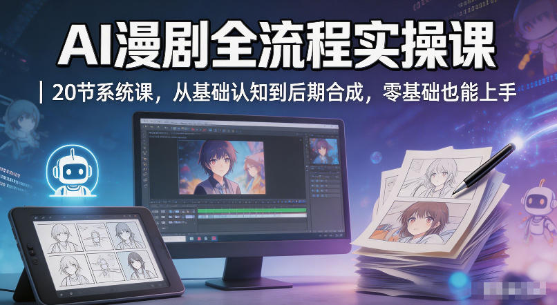 AI漫剧全流程实操课｜20节系统课，从基础认知到后期合成，零基础也能上手-选优云网创