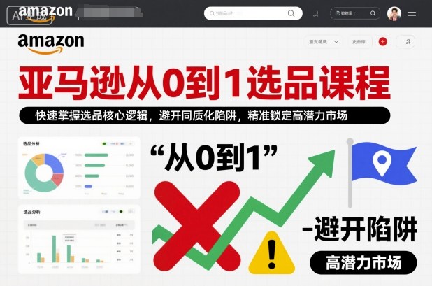 亚马逊从0到1选品课程，快速掌握选品核心逻辑，避开同质化陷阱，精准锁定高潜力市场(更新)-选优云网创