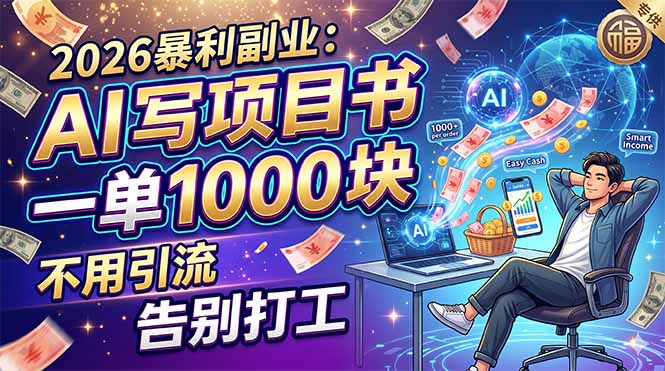 2026暴利副业：AI 写项目书，一单 1000 块，不用引流，告别打工-选优云网创