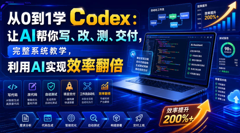 从0到1学Codex：让AI帮你写、改、测、交付，完整系统教学，利用AI实现效率翻倍-选优云网创