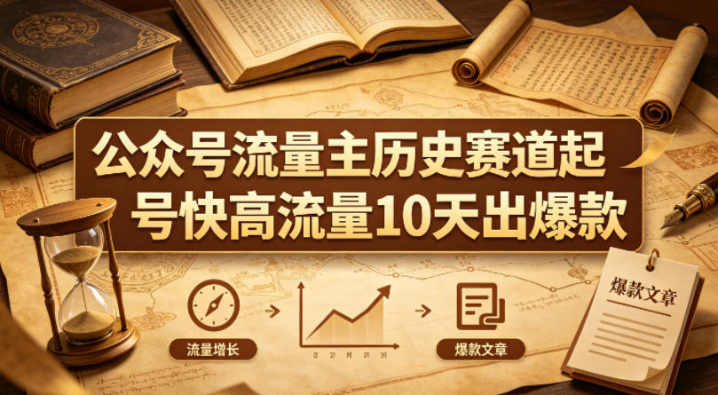 公众号流量主之历史赛道，起号快+高流量，10天就能出爆款！-选优云网创