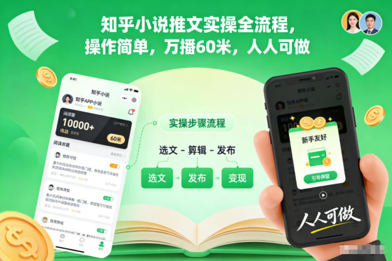 知乎小说推文实操全流程，操作简单，万播60米，人人可做-选优云网创