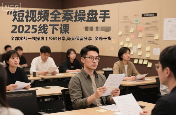 短视频全案操盘手2025线下课，全部实战一线操盘手经验分享，毫无保留分享，全是干货-选优云网创