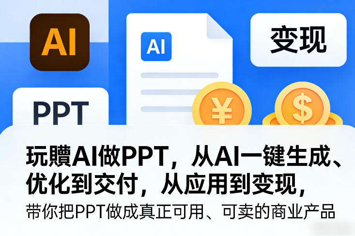 玩賺AI做PPT，从AI一键生成、优化到交付，从应用到变现，带你把PPT做成真正可用、可卖的商业产品（更新0401）-选优云网创