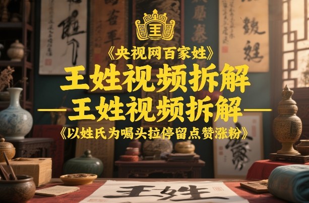 央视网百家姓–王姓视频拆解,以姓氏为噱头拉停留点赞涨粉-选优云网创