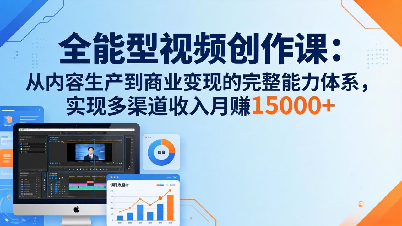 全能型视频创作课-26年3月更新：从内容生产到商业变现的完整能力体系，多渠道收入月赚15000+-选优云网创