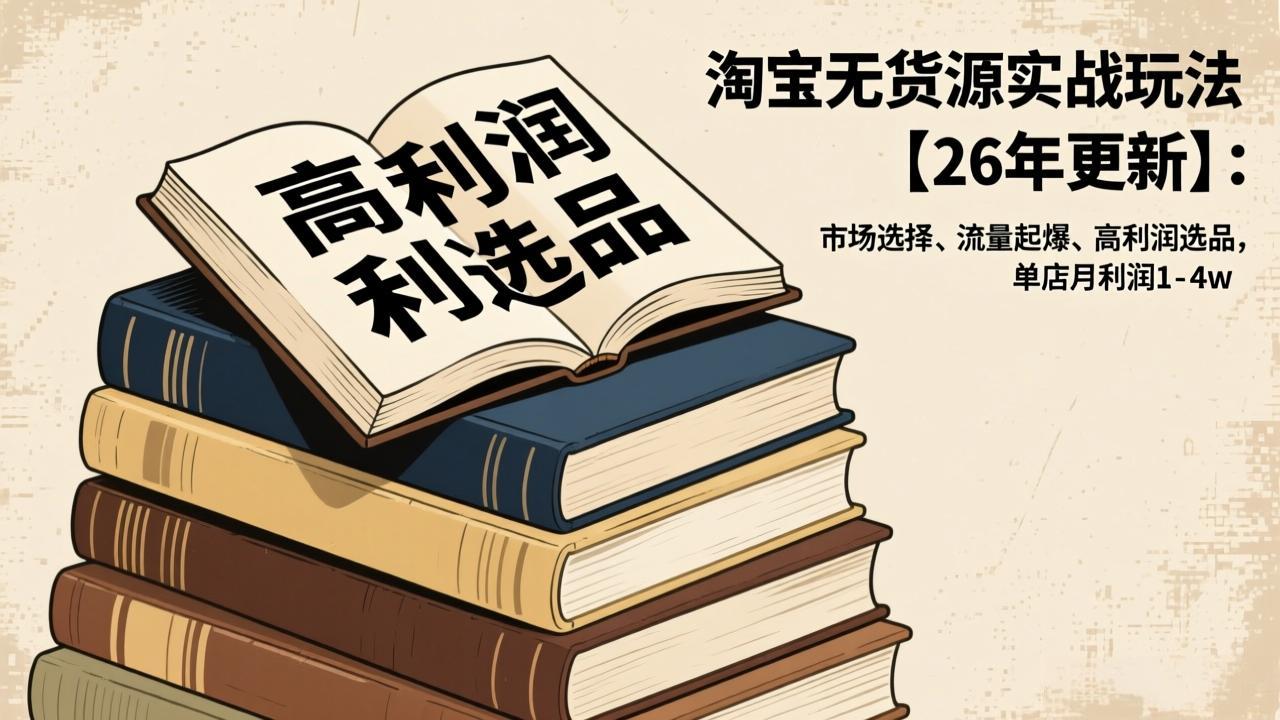 淘宝无货源实战玩法【26年更新】：市场选择、流量起爆、高利润选品，单店月利润1-4w-选优云网创