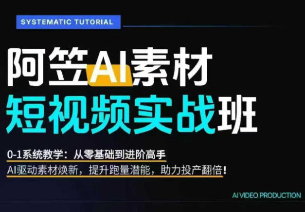 AI视频素材实战班，0-1系统教学，从零基础到进阶高手AI驱动素材焕新，提升跑量潜能，助力投产翻倍-选优云网创