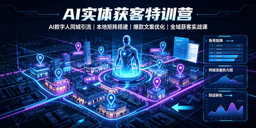 AI实体获客特训营｜AI数字人同城引流、本地矩阵搭建、爆款文案优化全域获客实战课-选优云网创