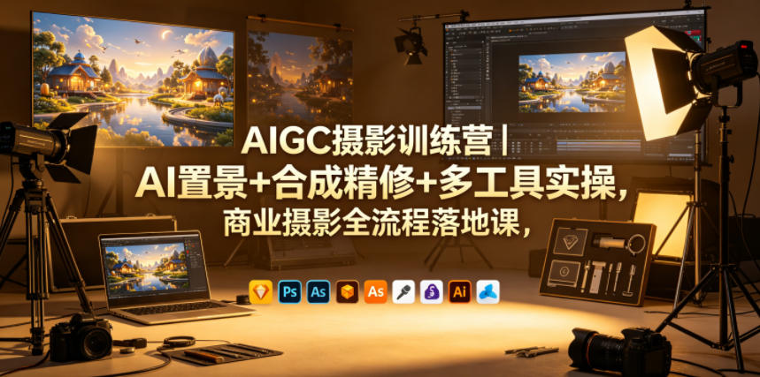 AIGC摄影训练营｜AI置景+合成精修+多工具实操，商业摄影全流程落地课-选优云网创