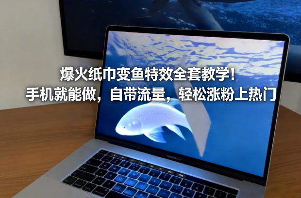 爆火纸巾变鱼特效全套教学！手机就能做，自带流量，轻松涨粉上热门-选优云网创