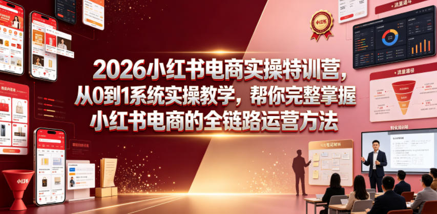 2026小红书电商实操特训营,从0到1系统实操教学,帮你完整掌握小红书电商的全链路运营方法-选优云网创
