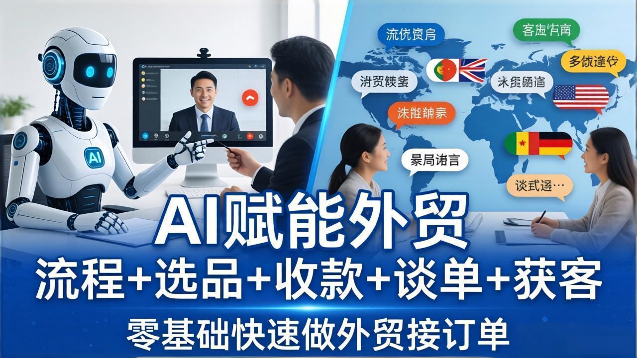 外贸+AI实战课：流程+选品+收款+谈单+获客，零基础快速做外贸接订单-选优云网创