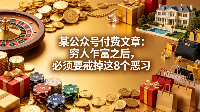 某公众号付费文章：穷人乍富之后，必须要戒掉这8个恶习-选优云网创