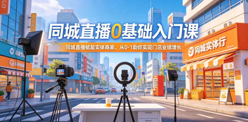 同城直播0基础入门课，同城直播赋能实体商家，从0-1助你实现门店业绩增长-选优云网创