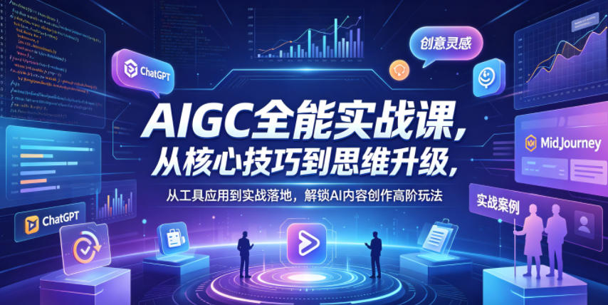 AIGC全能实战课，从核心技巧到思维升级，从工具应用到实战落地，解锁AI内容创作高阶玩法-选优云网创