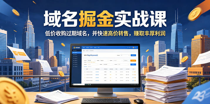 域名交易掘金实战课，低价收购过期域名，并快速高价转售，賺取丰厚利润【原创双语字幕】-选优云网创