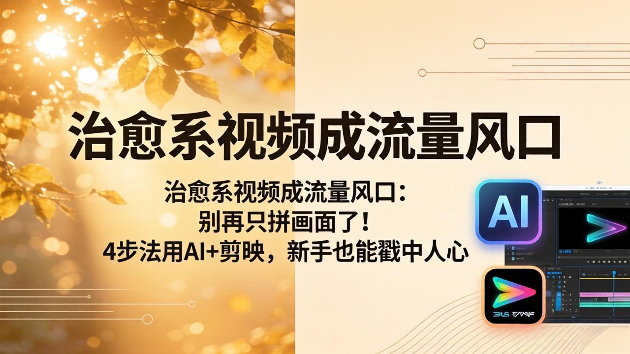 治愈系视频成流量风口：别再只拼画面了！4步法用AI+剪映，新手也能戳中人心-选优云网创