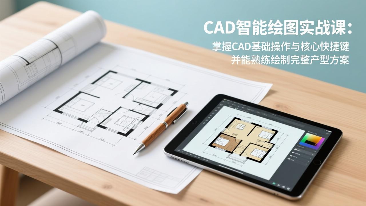 CAD智能绘图实战课：掌握CAD基础操作与核心快捷键，并能熟练绘制完整户型方案-选优云网创