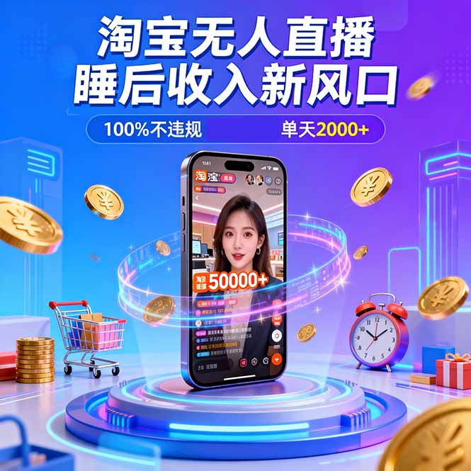 淘宝无人直播，不违规不封号，直播100小时卖了5万，年底旺季！-选优云网创