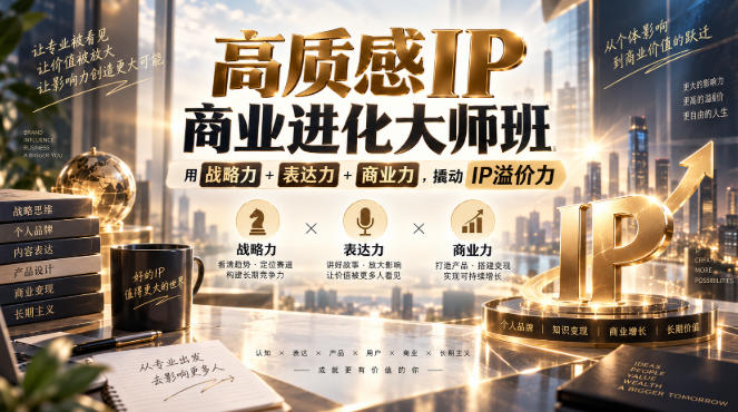 高质感IP商业进化大师班，用战略力+表达力+商业力，撬动IP溢价力-选优云网创