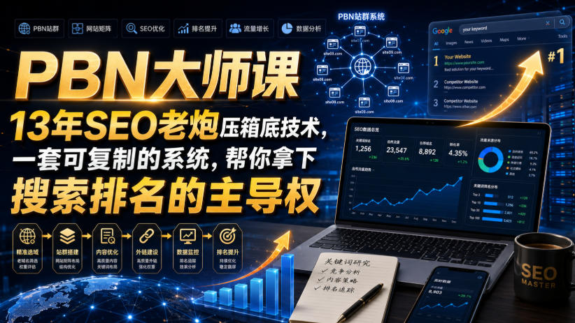 PBN大师课13年SEO老炮压箱底技术，一套可复制的系统，帮你拿下搜索排名的主导权【原创双语字幕】-选优云网创