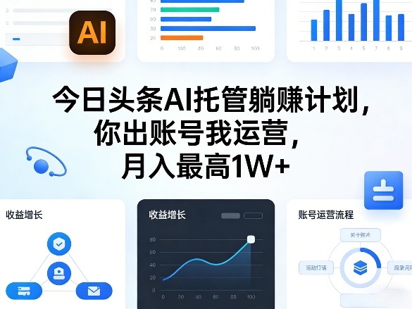 今日头条AI托管躺賺计划，你出账号我运营，月入最高1W+【揭秘】-选优云网创