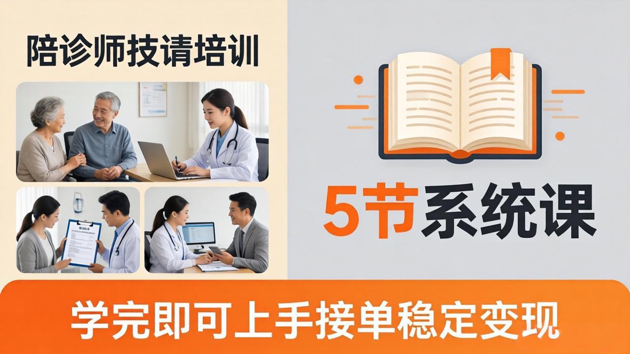 想做陪诊师不知从何下手？5节系统课教你掌握核心技能，学完即可上手接单稳定变现-选优云网创