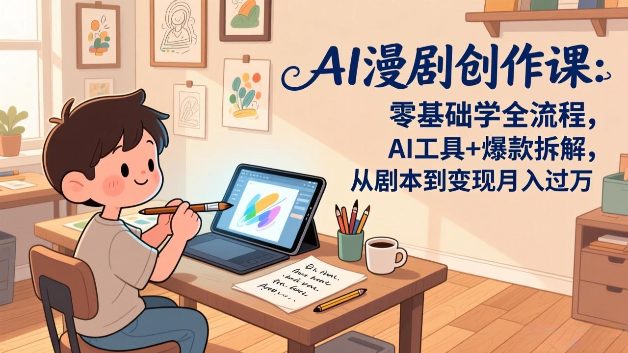 AI漫剧创作课：零基础学全流程，AI工具+爆款拆解，从剧本到变现月入过万-选优云网创