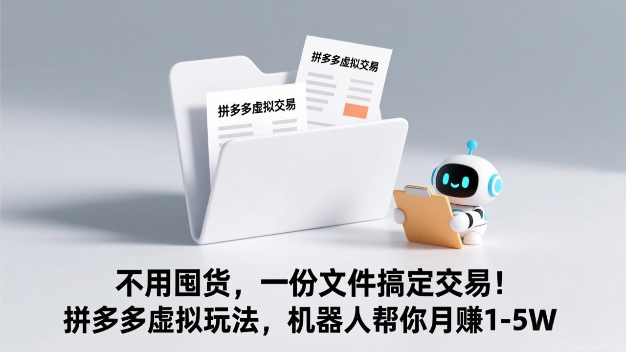 不用囤货，一份文件搞定交易！拼多多虚拟玩法，机器人帮你月赚 1-5W-选优云网创
