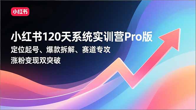 小红书120天系统实训营Pro版，定位起号、爆款拆解、赛道专攻，实现涨粉变现双突破-选优云网创