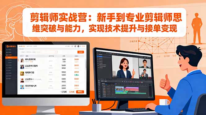 剪辑师实战营：新手到专业剪辑师思维突破与能力，实现技术提升与接单变现-选优云网创