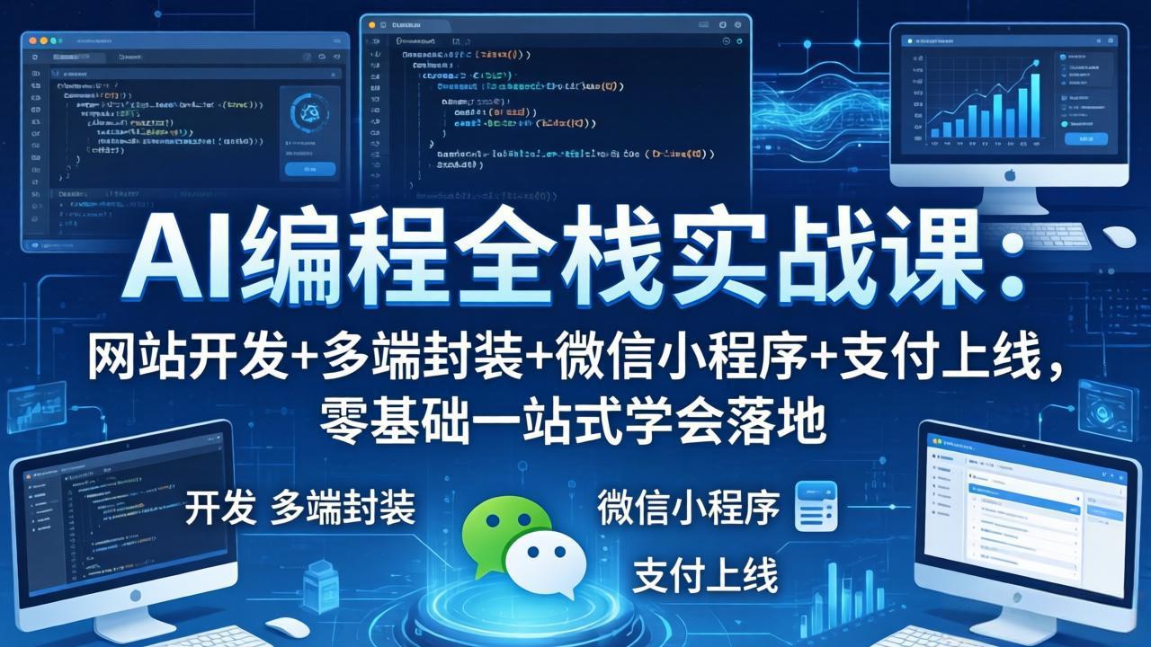 AI编程全栈实战课：网站开发+多端封装+微信小程序+支付上线，零基础一站式学会落地-选优云网创
