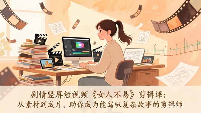 剧情竖屏短视频《女人不易》剪辑课：从素材到成片、助你成为能驾驭复杂故事的剪辑师-选优云网创