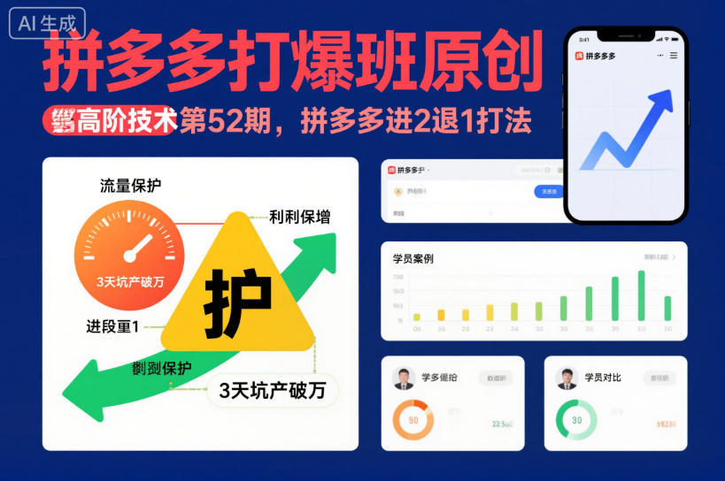拼多多打爆班原创高阶技术第52期，拼多多进2退1打法-选优云网创
