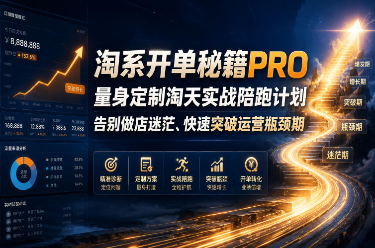 淘系开单秘籍PRO，量身定制淘天实战陪跑计划，告别做店迷茫、快速突破运营瓶颈期(20260715)-选优云网创