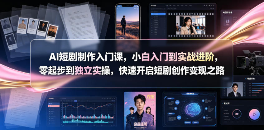 AI短剧制作入门课，小白入门到实战进阶，零起步到独立实操，快速开启短剧创作变现之路-选优云网创