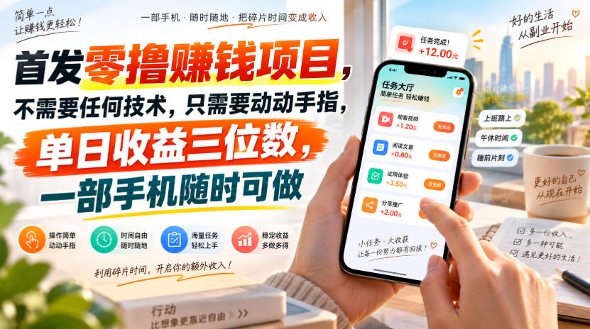 首发零撸賺钱项目，不需要任何技术，只需要动动手指，单日收益三位数，一部手机随时可做【揭秘】-选优云网创