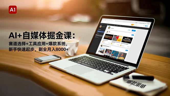 AI+自媒体掘金课：赛道选择+工具应用+爆款系统，新手快速起步，副业月入8000+-选优云网创