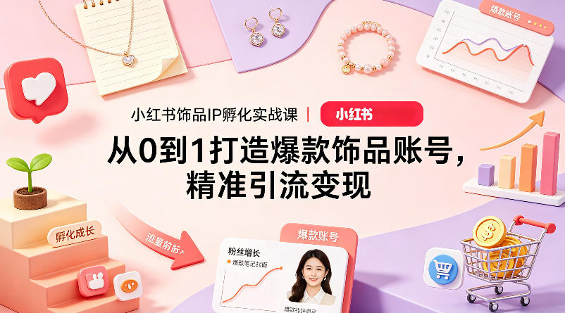 小红书饰品IP孵化实战课｜从0到1打造爆款饰品账号，精准引流变现-选优云网创
