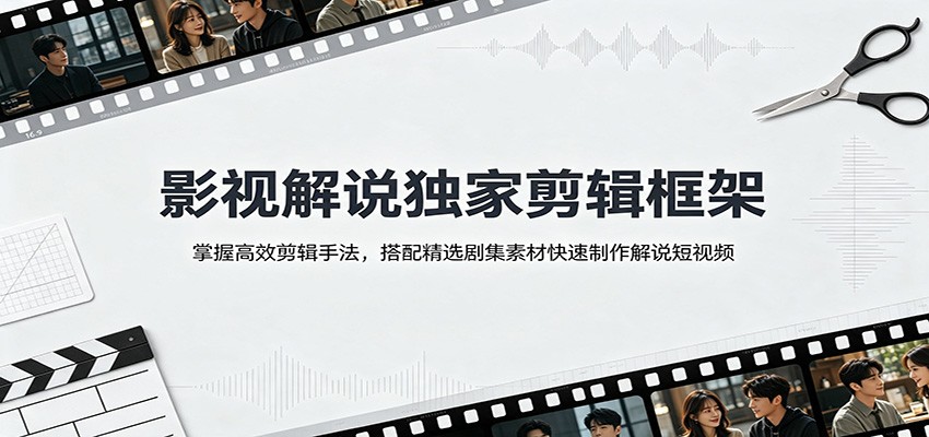 影视解说独家剪辑框架:掌握高效剪辑手法,搭配精选剧集素材快速制作解说短视频-选优云网创
