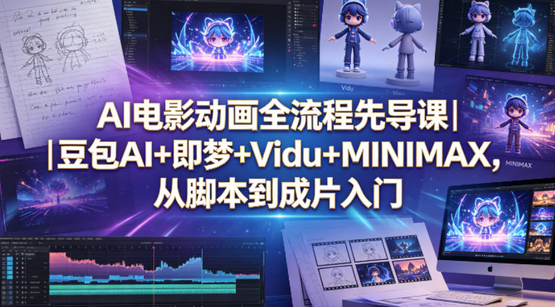 AI电影动画全流程先导课｜豆包AI+即梦+Vidu+MINIMAX，从脚本到成片入门-选优云网创