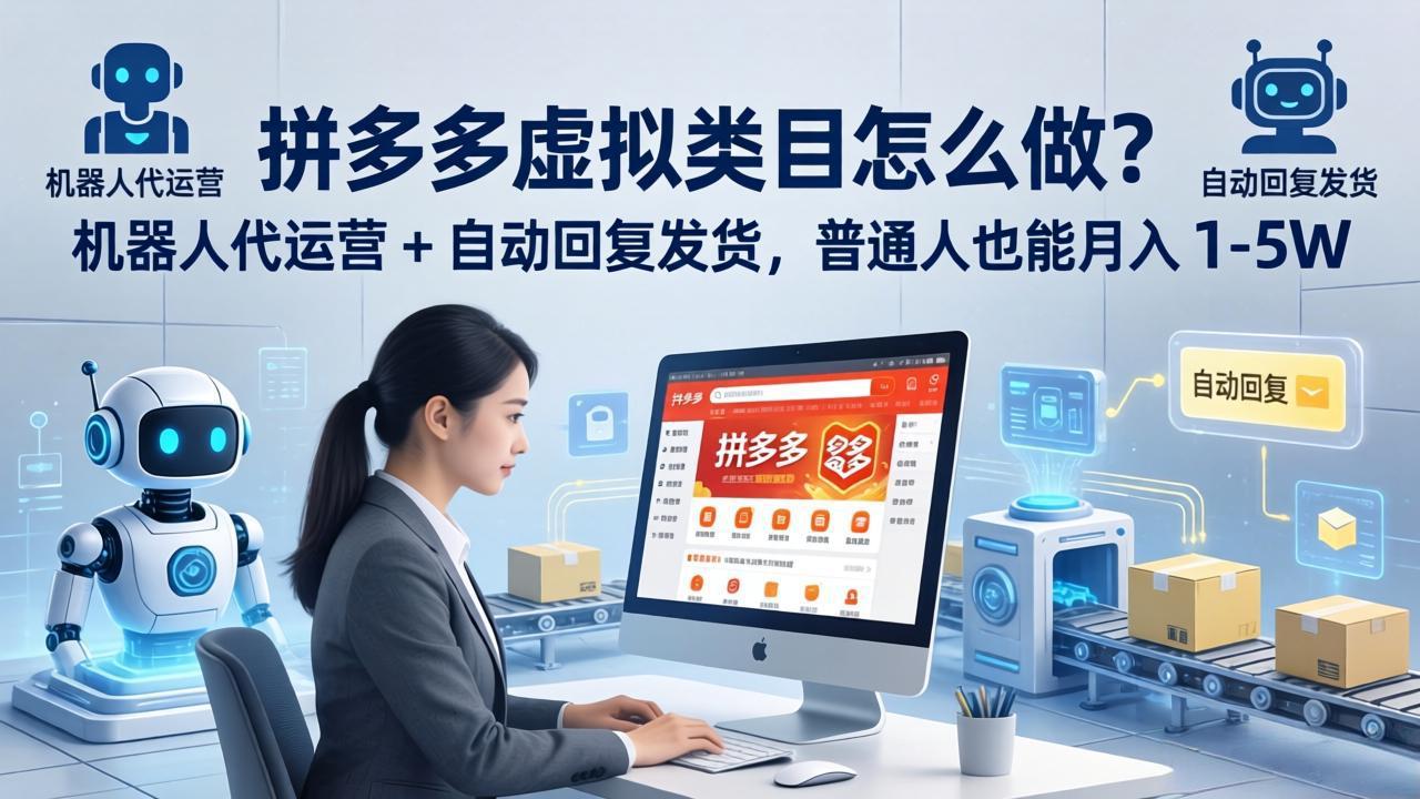 拼多多虚拟类目怎么做？机器人代运营 + 自动回复发货，普通人也能月入 1-5W-选优云网创