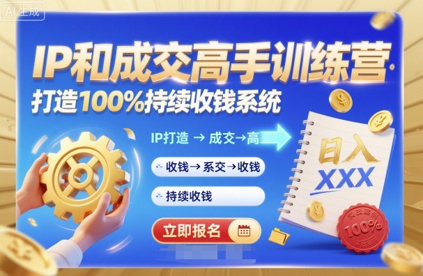 带你成为IP和成交高手的训练营，打造100%持续收钱系统-选优云网创
