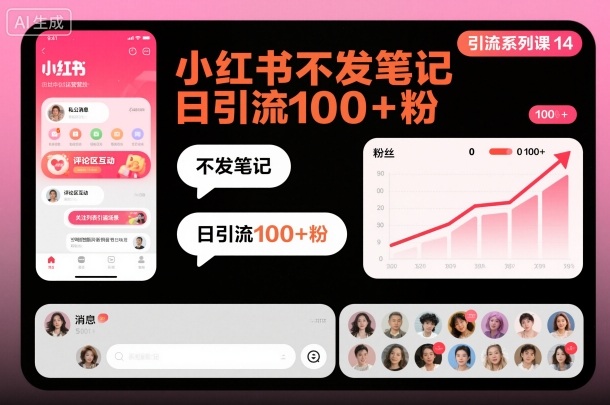 引流系列课14：小红书不发笔记日引流100+粉-选优云网创