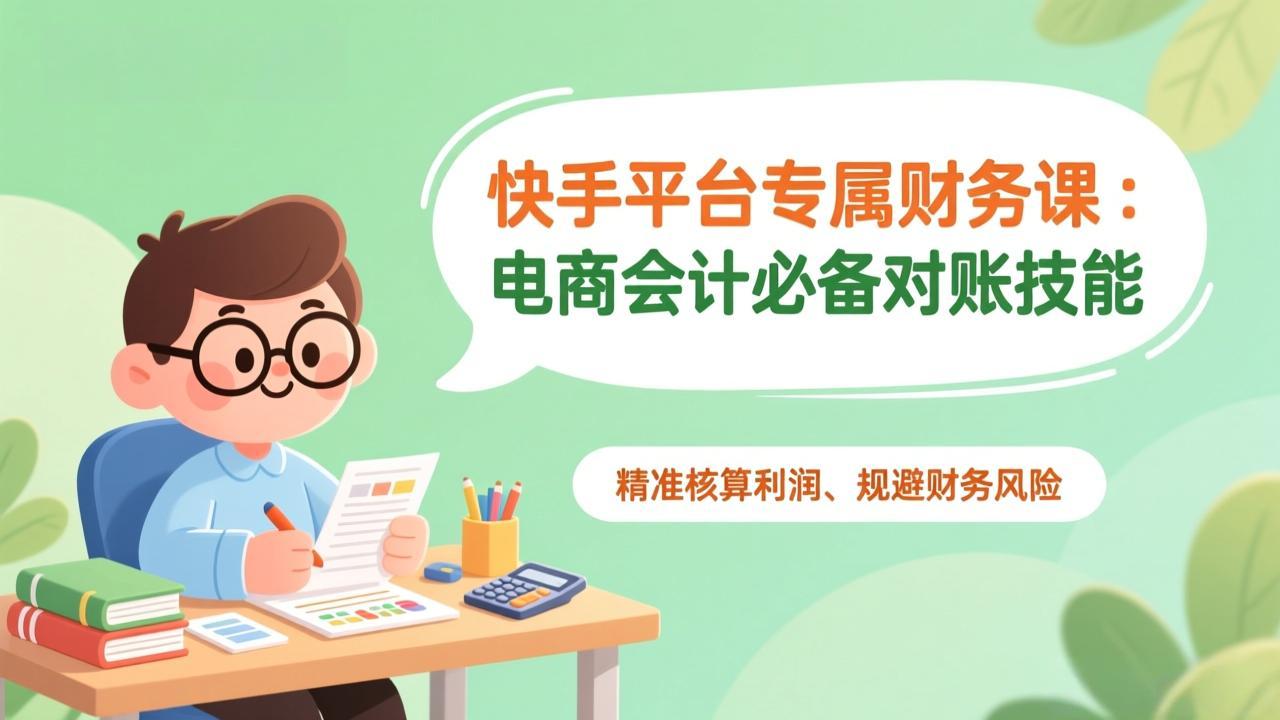 快手平台专属财务课：电商会计必备对账技能，精准核算利润、规避财务风险-选优云网创