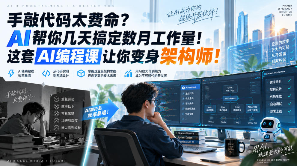 手敲代码太费命？AI帮你几天搞定数月工作量！这套AI编程课让你变身架构师！【原创双语字幕】-选优云网创