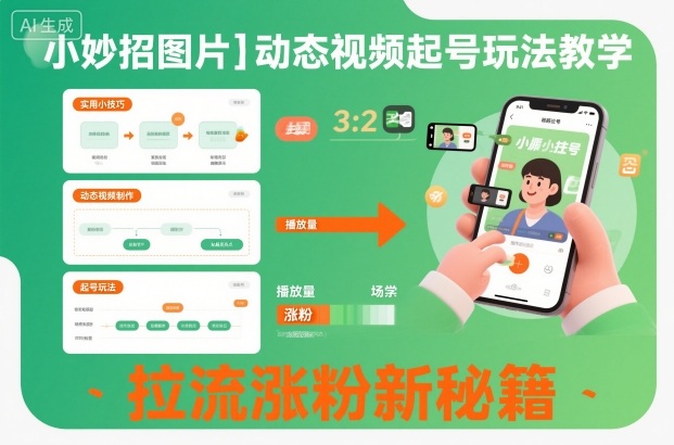 小妙招图片＋动态视频起号玩法教学，拉流涨粉新秘籍-选优云网创